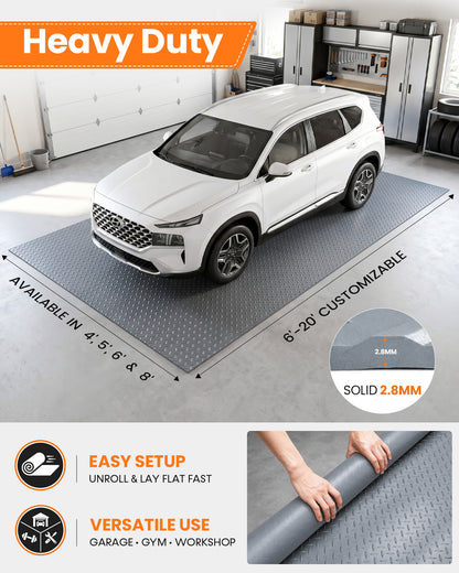 SEAL Diamond Plate Garage Floor Mat (Silver Gray)
