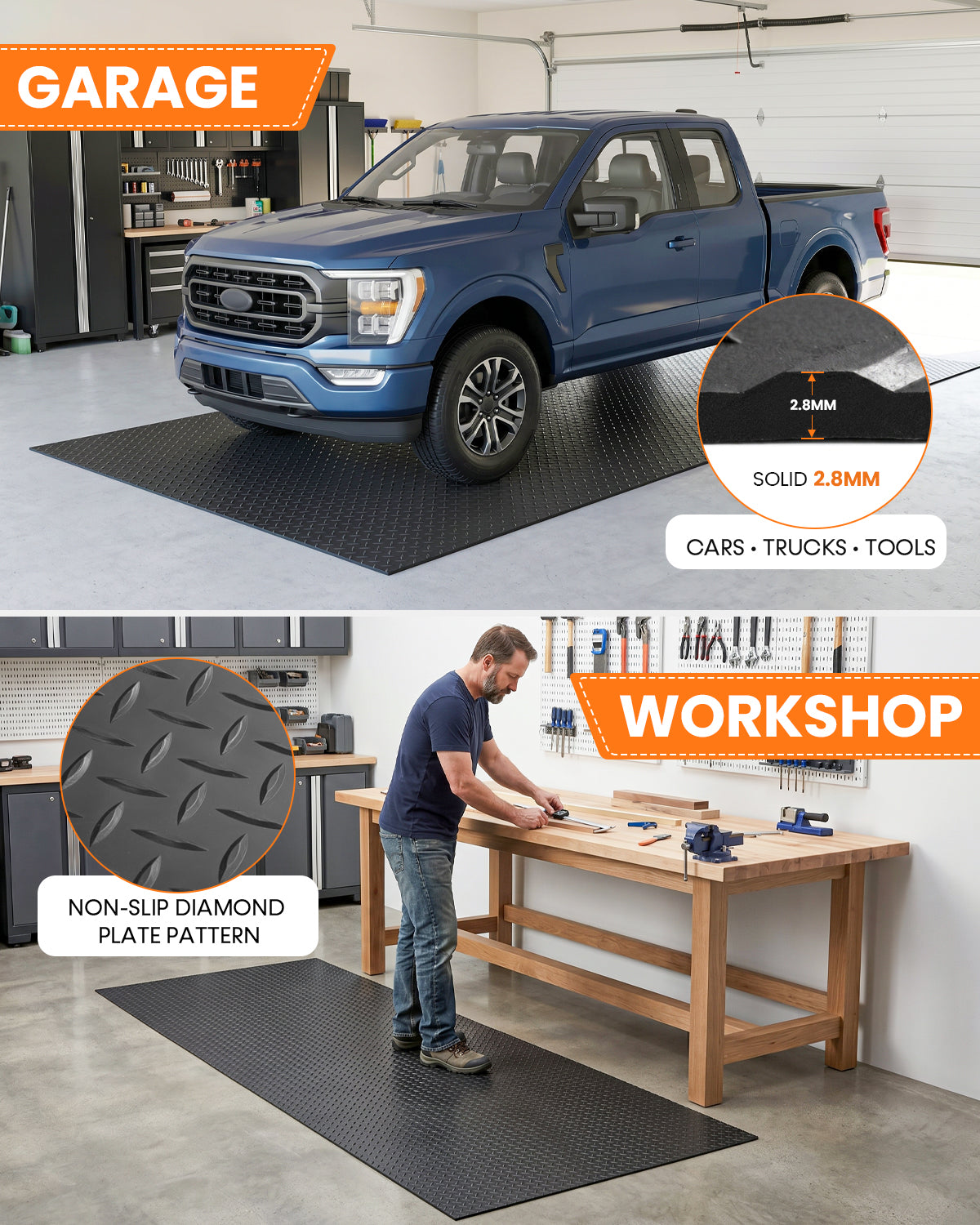 SEAL Diamond Plate Garage Floor Mat