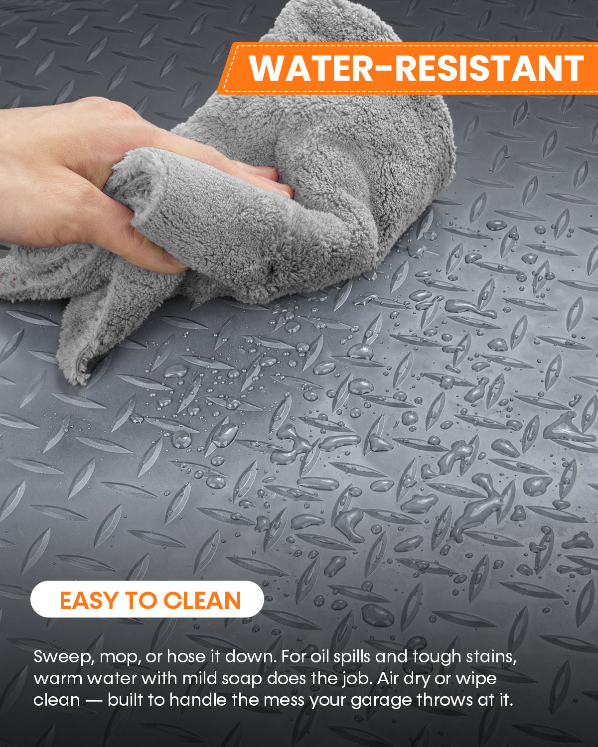 SEAL Diamond Plate Garage Floor Mat (Silver Gray)