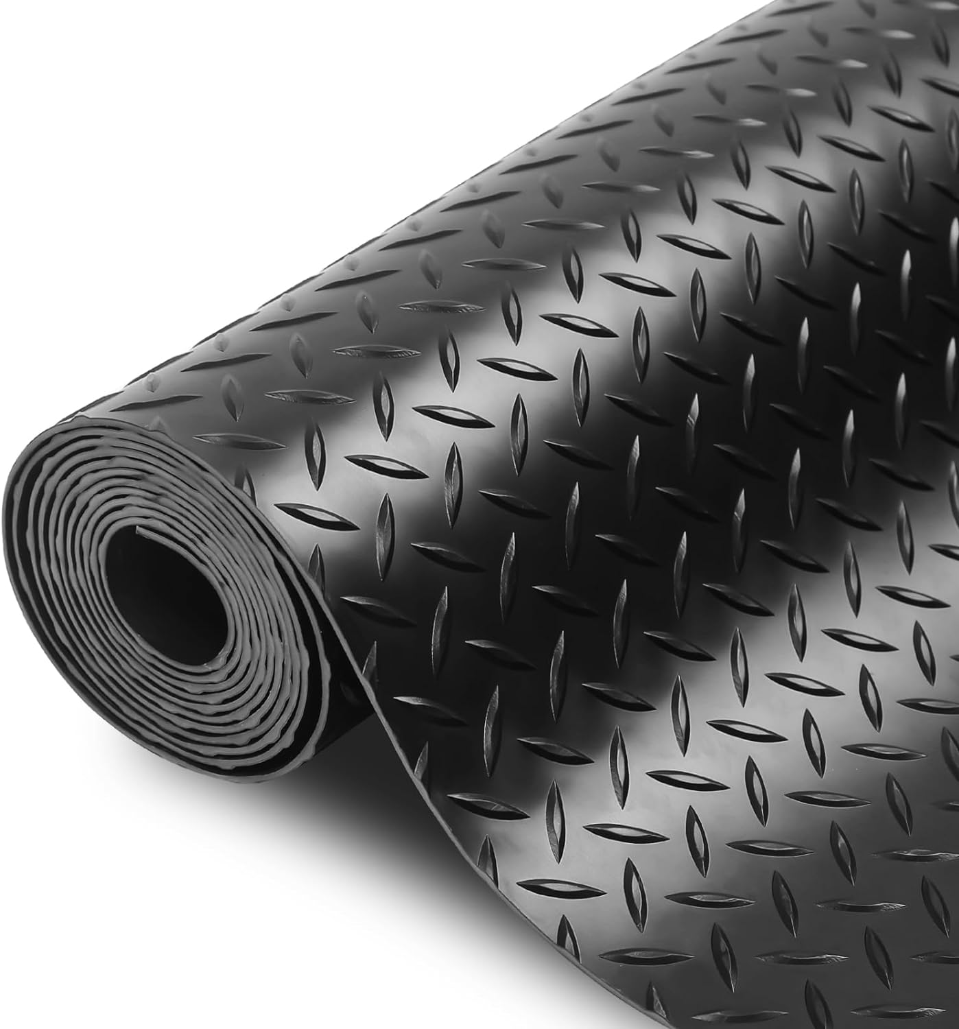 SEAL 4 x 10 Ft Premium Garage Floor Mat, 2.8mm Thick Black (Embossed Diamond Plate)