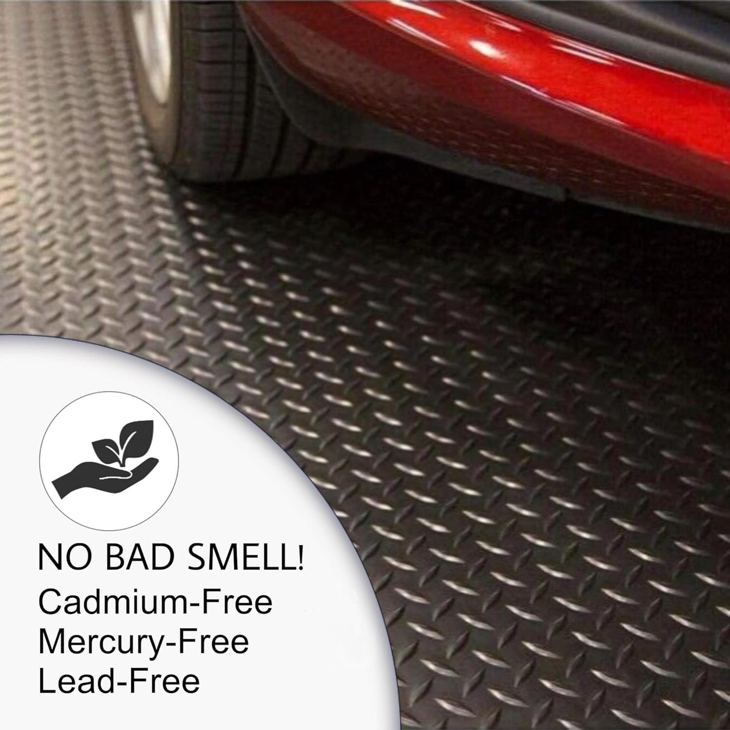 SEAL 4 x 10 Ft Premium Garage Floor Mat, 2.8mm Thick Black (Embossed Diamond Plate)